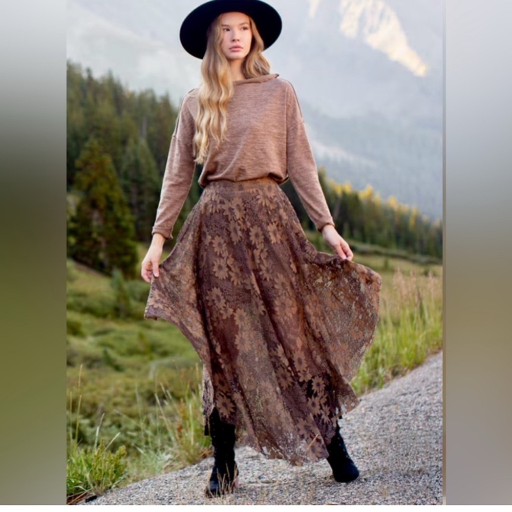 Joyfolie MINJU SKIRT IN BARK XS romantic boho